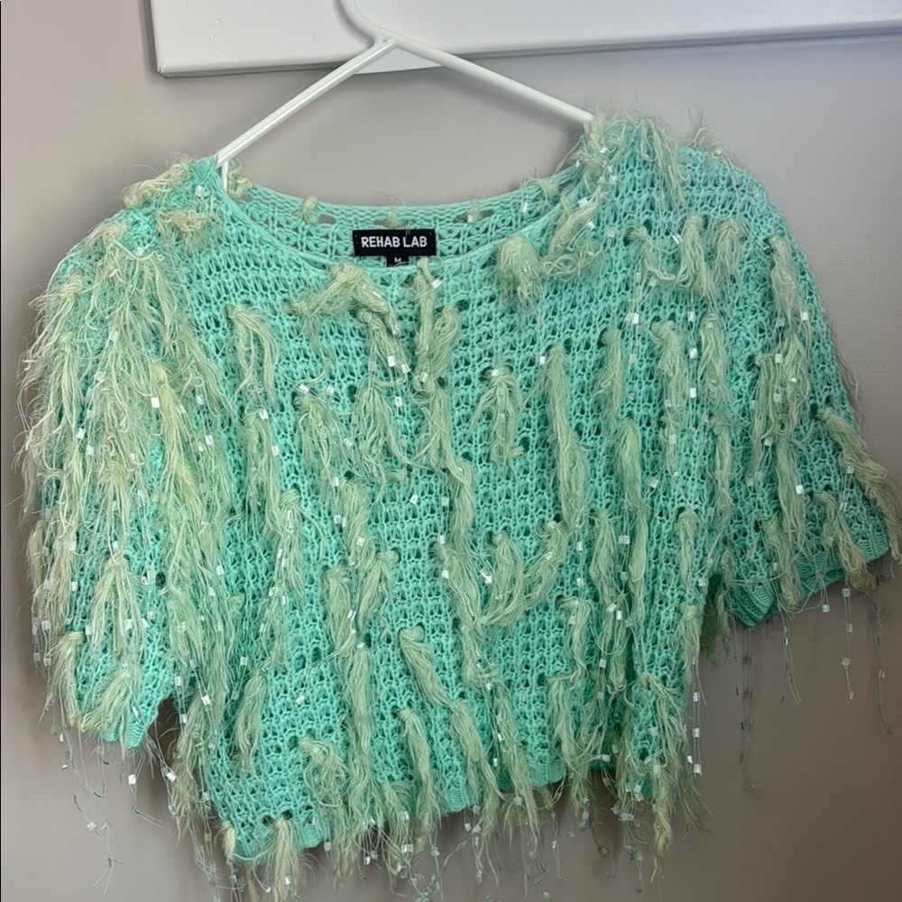 Rehab Mint Green Textured Blouse